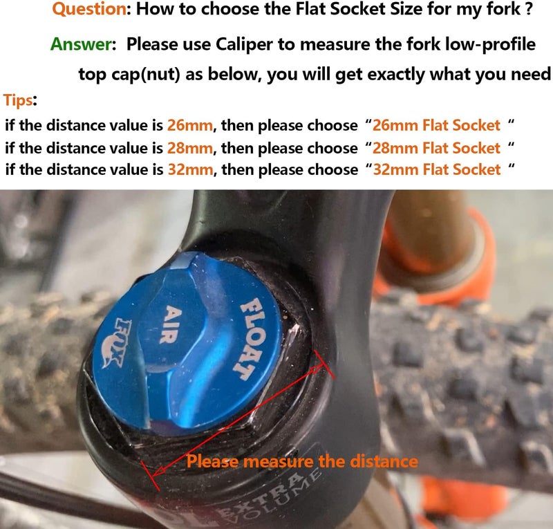 vbaxy 28mm Flat Socket Topcap Socket Chamferless Fork Socket for Fox Fork Suspension Service - Image 4
